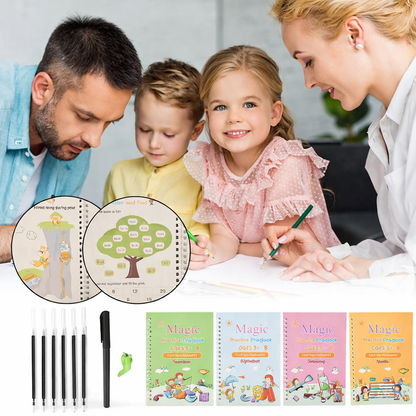 Magic Practice Copybook (4 BOOKS,1 PEN,1 GRIP,10 REFILL) – 50% OFF Today!