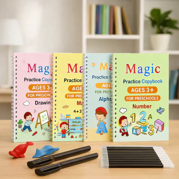 Magic Practice Copybook (4 BOOKS,1 PEN,1 GRIP,10 REFILL) – 50% OFF Today!